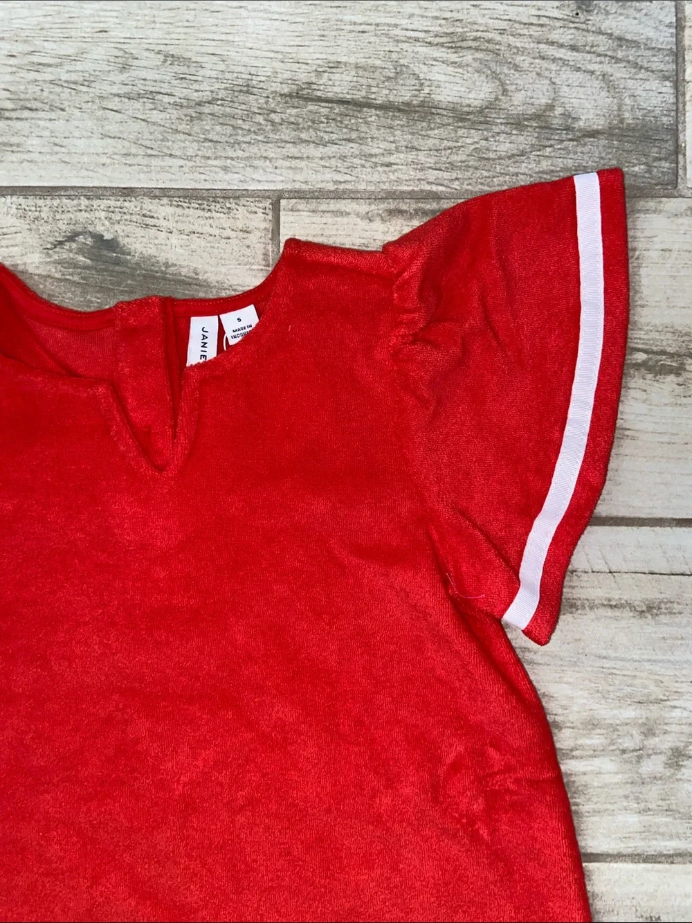 Janie and Jack Red Terry Cloth Flutter Sleeve Dress Swimsuit Cover Up Size 5 New